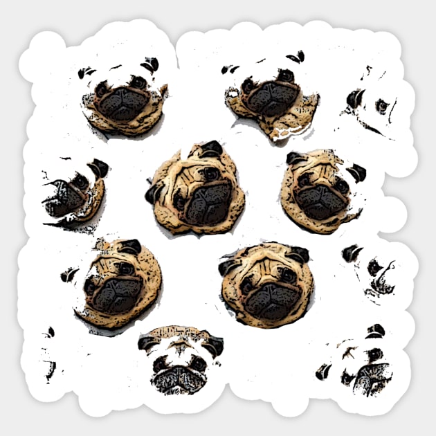 Pug pattern Sticker by bywhacky